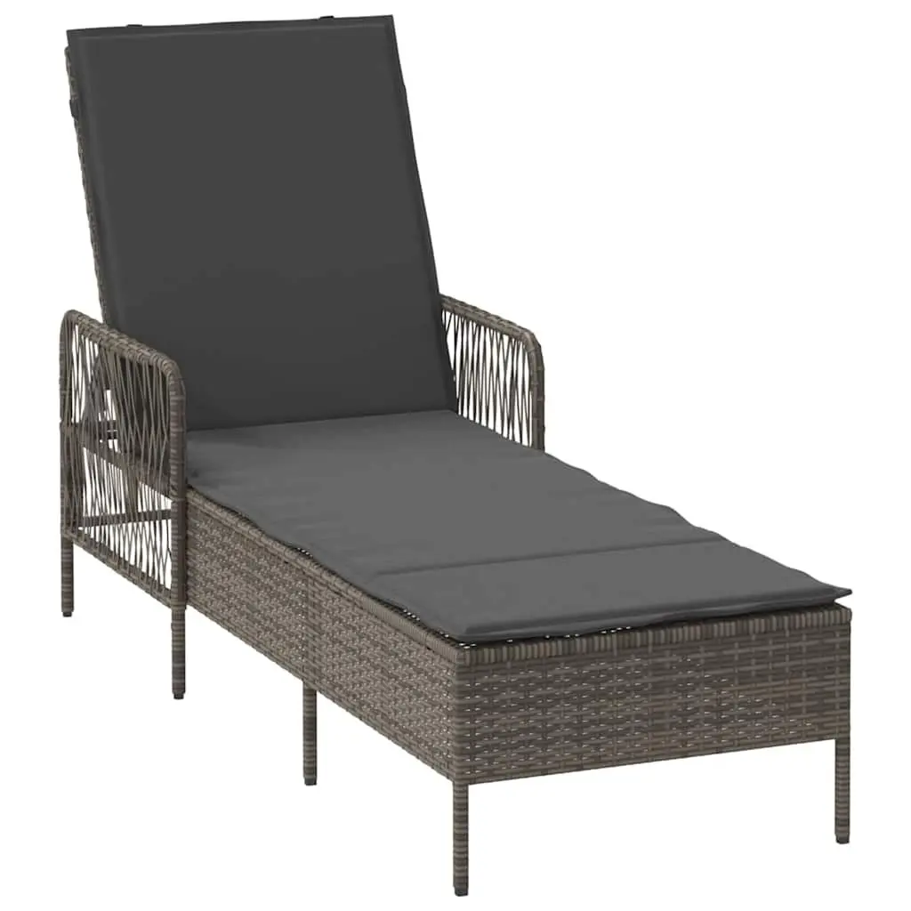 Sun Lounger 3 Piece Set Grey Dark Grey Outdoor Garden Patio Lounge Chair