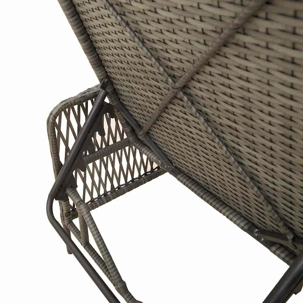 Sun Lounger 3 Piece Set Grey Dark Grey Outdoor Garden Patio Lounge Chair