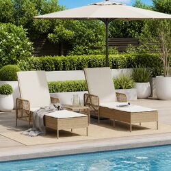 3-Piece Beige Sun Lounger Set for Enhancing Outdoor Spaces