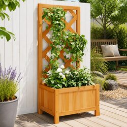 Elevate Your Outdoor Space with a Wooden Planter and Trellis