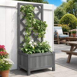Enhance Your Patio with This Wooden Planter and Trellis