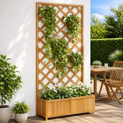 Vertical Gardening Made Easy with Wooden Planter and Trellis