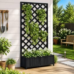 Enhance Your Space with a Stylish Wooden Planter and Trellis