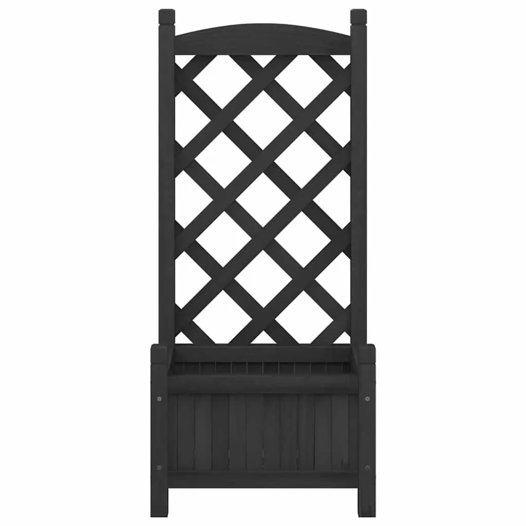 Wooden Planter with Trellis Black Solid Fir Garden Climbing Plants Outdoor