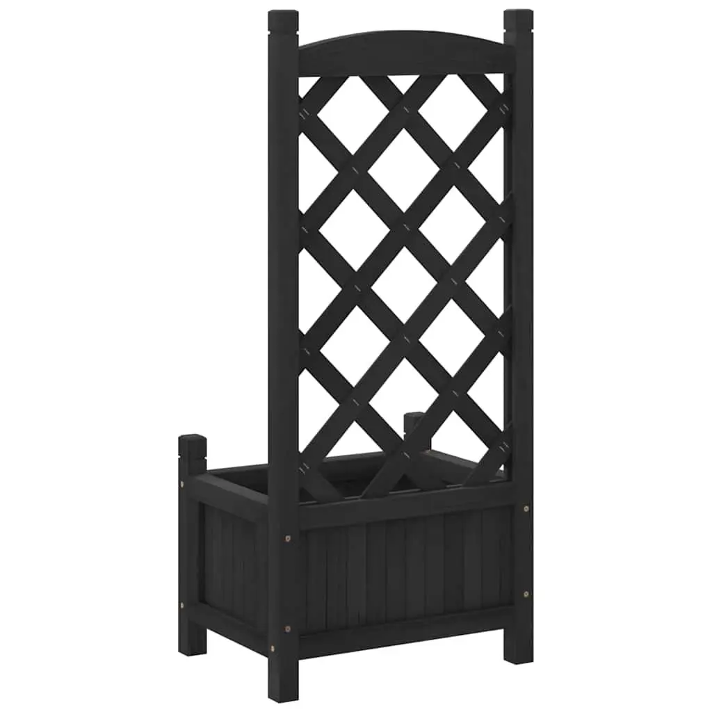 Wooden Planter with Trellis Black Solid Fir Garden Climbing Plants Outdoor