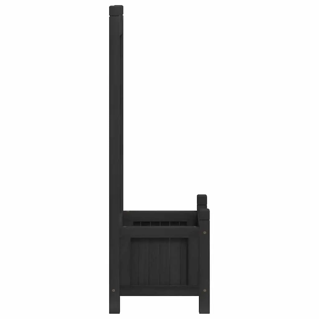 Wooden Planter with Trellis Black Solid Fir Garden Climbing Plants Outdoor