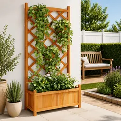 Enhance Your Garden Space with a Wooden Planter and Trellis