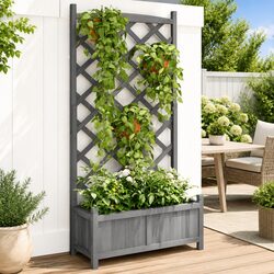Grey Wooden Planter