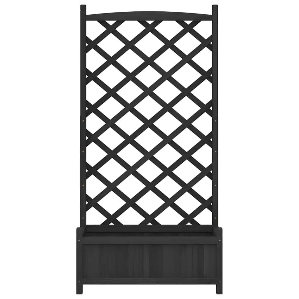 Planter with Trellis Black Solid Wood Fir for Climbing Plants in Garden Patio Outdoor
