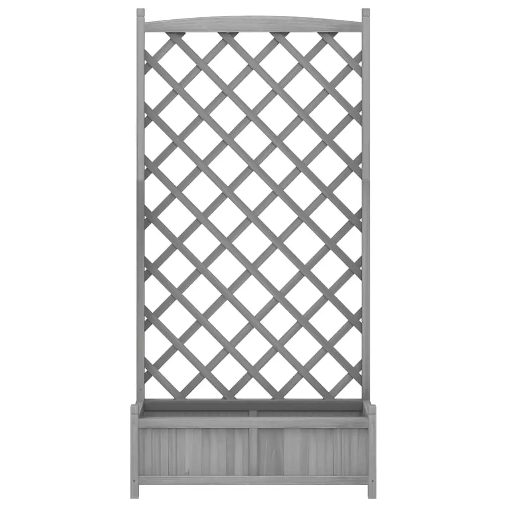 Wooden Planter with Trellis Grey Solid Fir Durable Construction for Climbing Plants