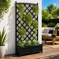 Enhance Your Outdoor Space with a Wooden Planter and Trellis