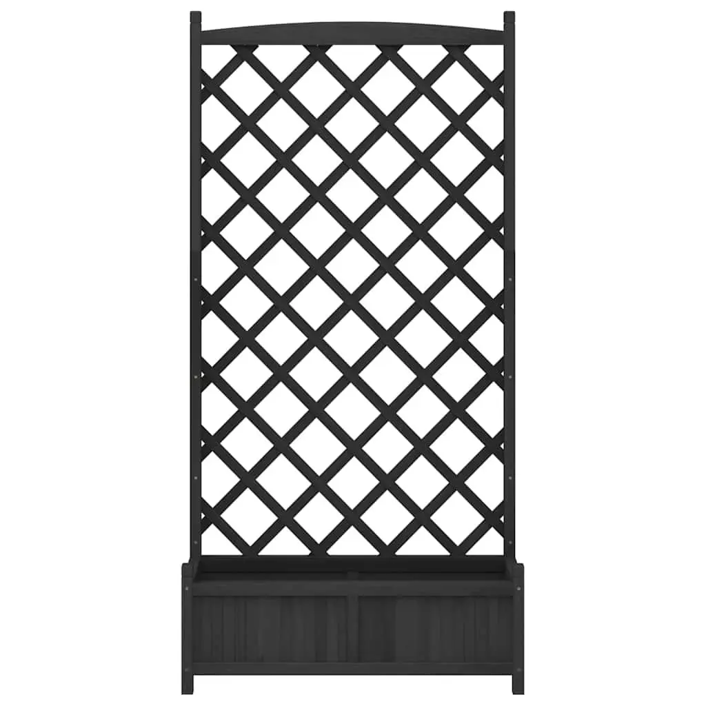 Wooden Planter with Trellis Black Solid Fir Durable Support for Climbing Plants