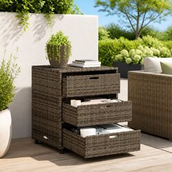 Grey Outdoor Storage Cabinet with 3 Ample Drawers