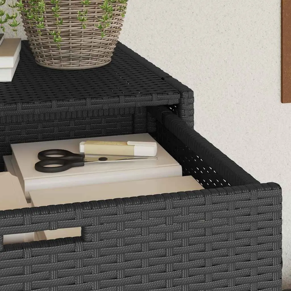 Garden Storage Cabinet Outdoor Poly Rattan Black Furniture Box Patio Balcony