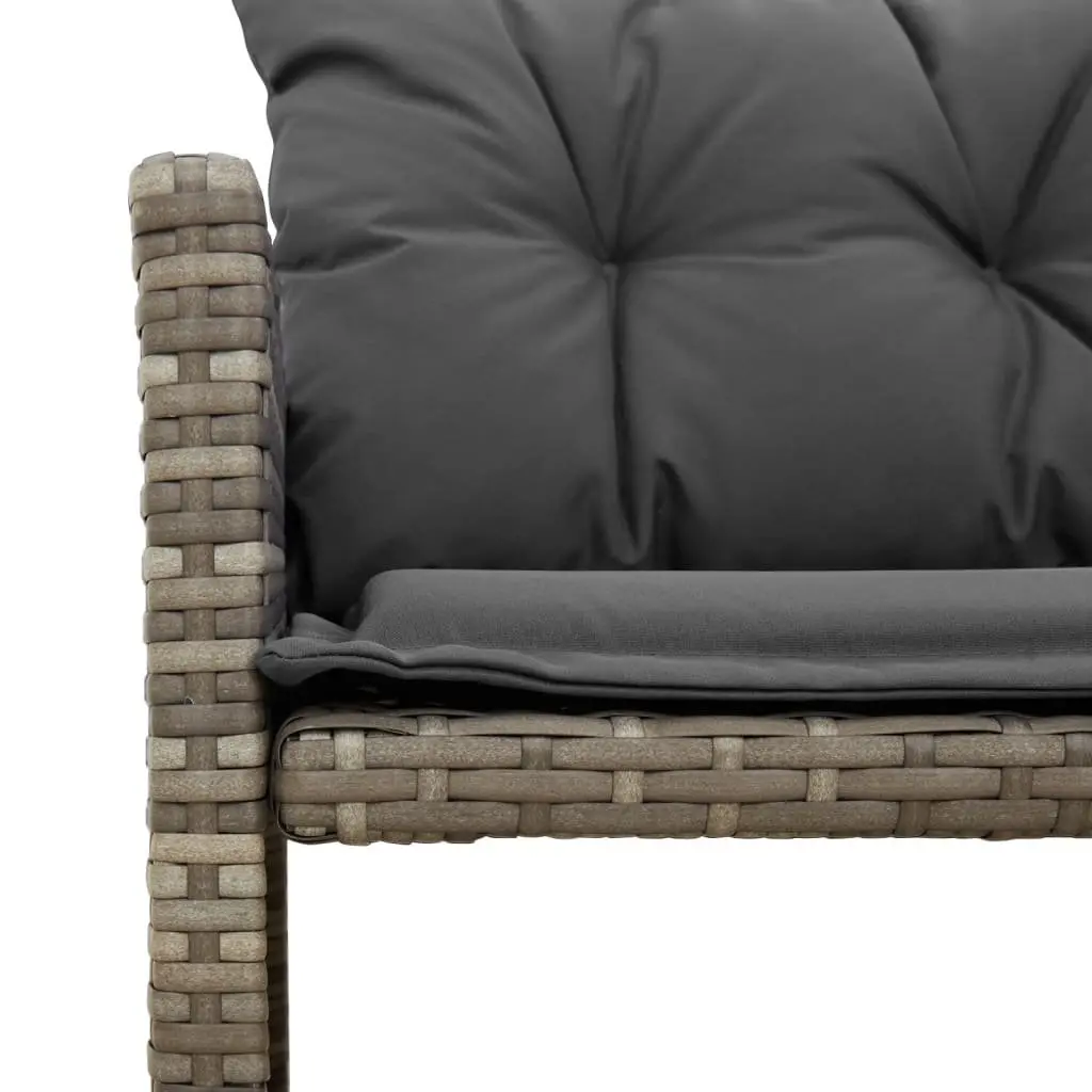 L-Shaped Garden Sofa Set Grey PE Rattan with Table and Cushions Outdoor Patio