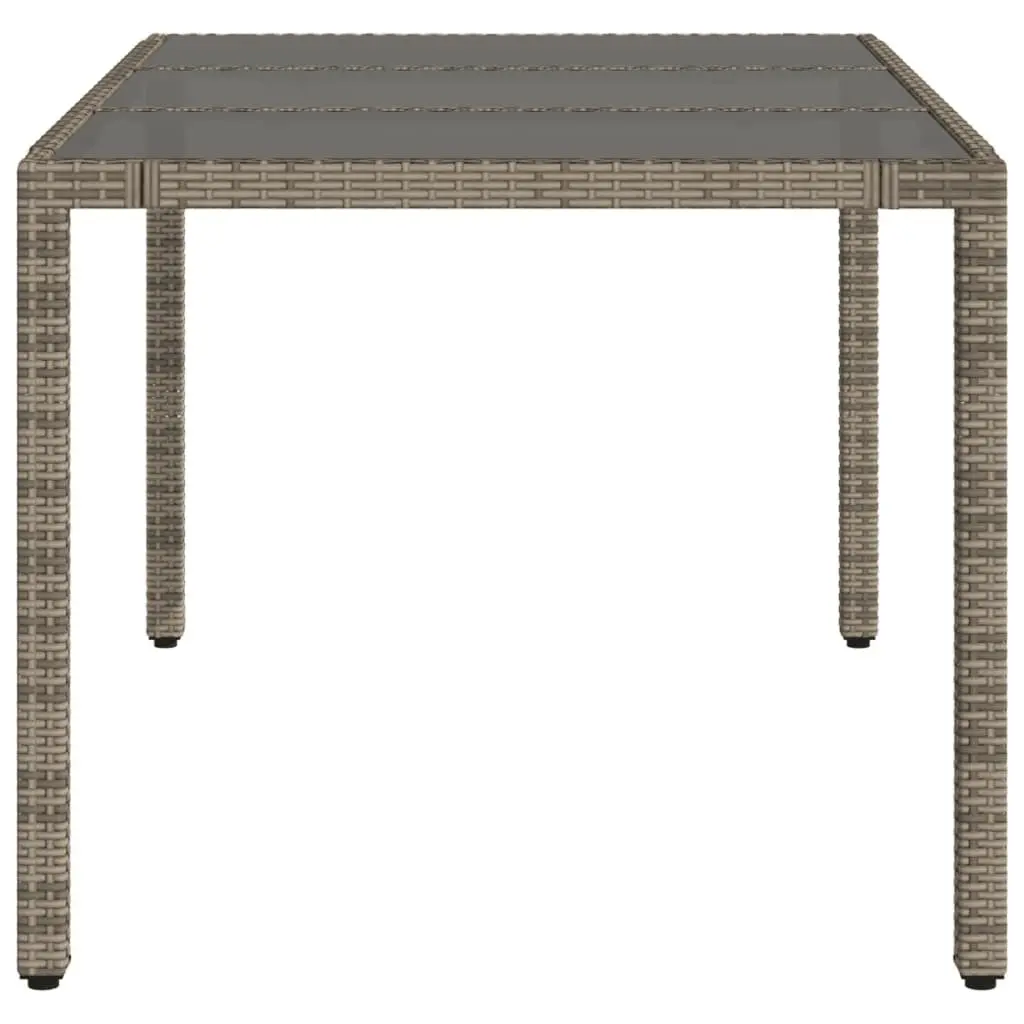 Garden Table 150x90x75cm Glass Top Grey Poly Rattan
