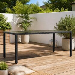 Stylish Outdoor Garden Table with Tempered Glass Surface