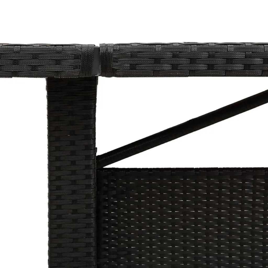 Outdoor Garden Dining Table 240x90cm Black Poly Rattan Frame Acacia Wood Top