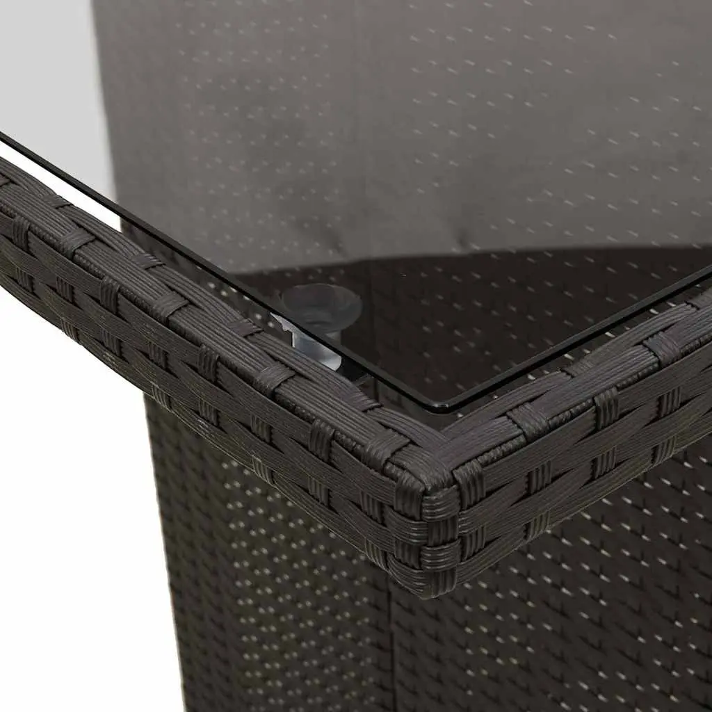 Garden Table 240x90x75cm Black Poly Rattan Glass Top Outdoor Patio Furniture
