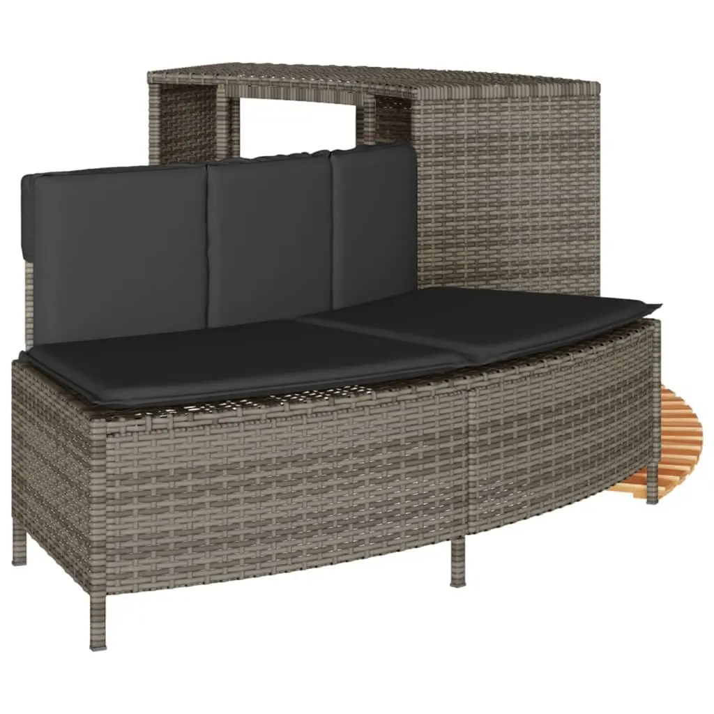 Hot Tub Surround Grey Poly Rattan Multifunctional Storage Rack Step Garden Bench Outdoor