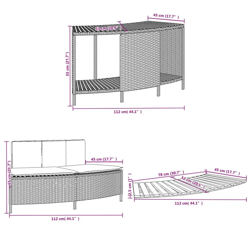 Hot Tub Surround Grey Poly Rattan Multifunctional Storage Rack Step Garden Bench Outdoor