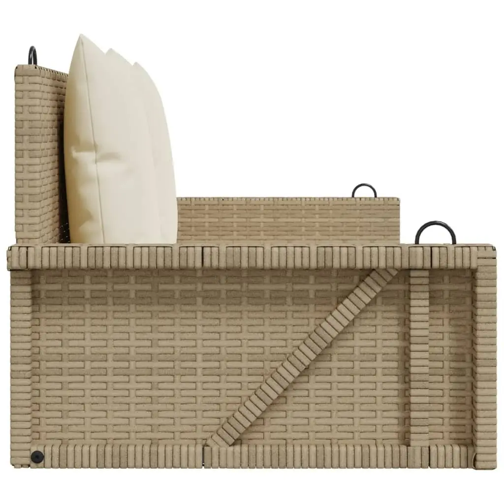 Swing Bench Outdoor Garden Seating Beige Poly Rattan with Cushions