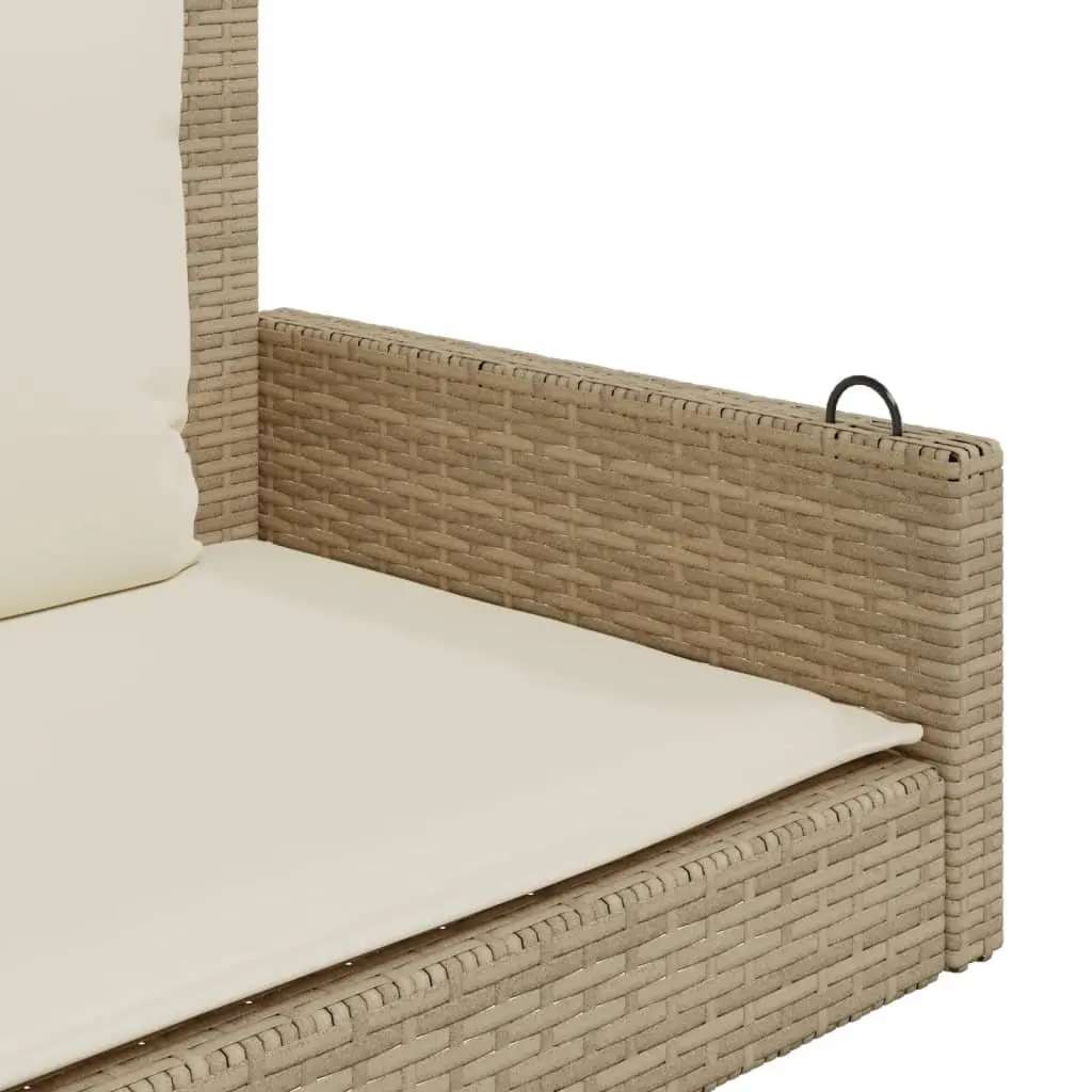 Swing Bench Outdoor Garden Seating Beige Poly Rattan with Cushions