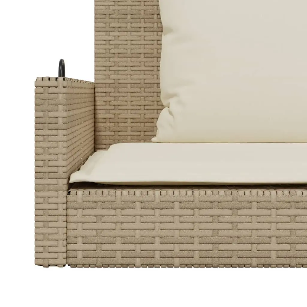 Swing Bench Outdoor Garden Seating Beige Poly Rattan with Cushions