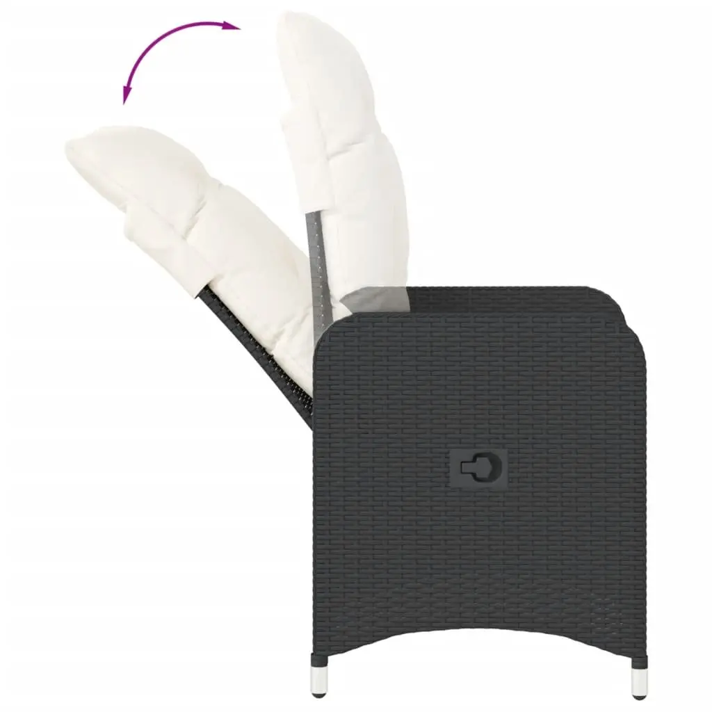 Reclining Garden Chair with Cushions Black Adjustable Backrest Outdoor Comfort