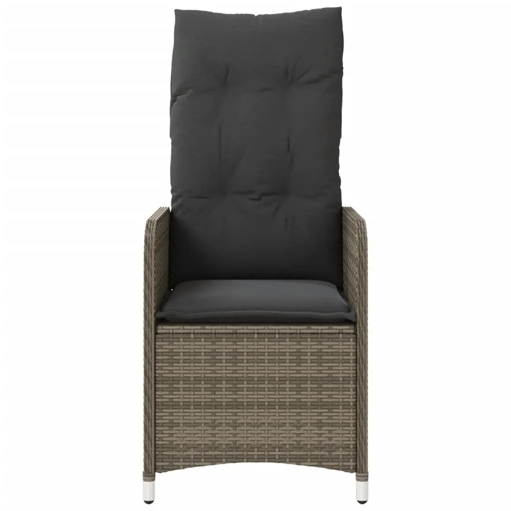 Reclining Garden Chair Grey Cushions Adjustable Backrest Outdoor Seating