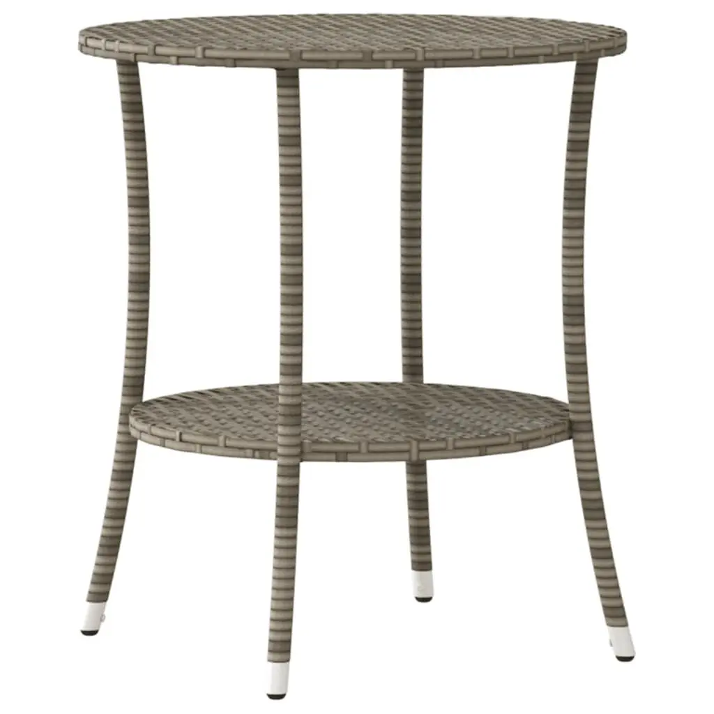Reclining Garden Chairs Set 2 pcs Grey PE Poly Rattan with Adjustable Backrest and Side Table