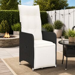 Black Adjustable Reclining Outdoor Chair with Cushions