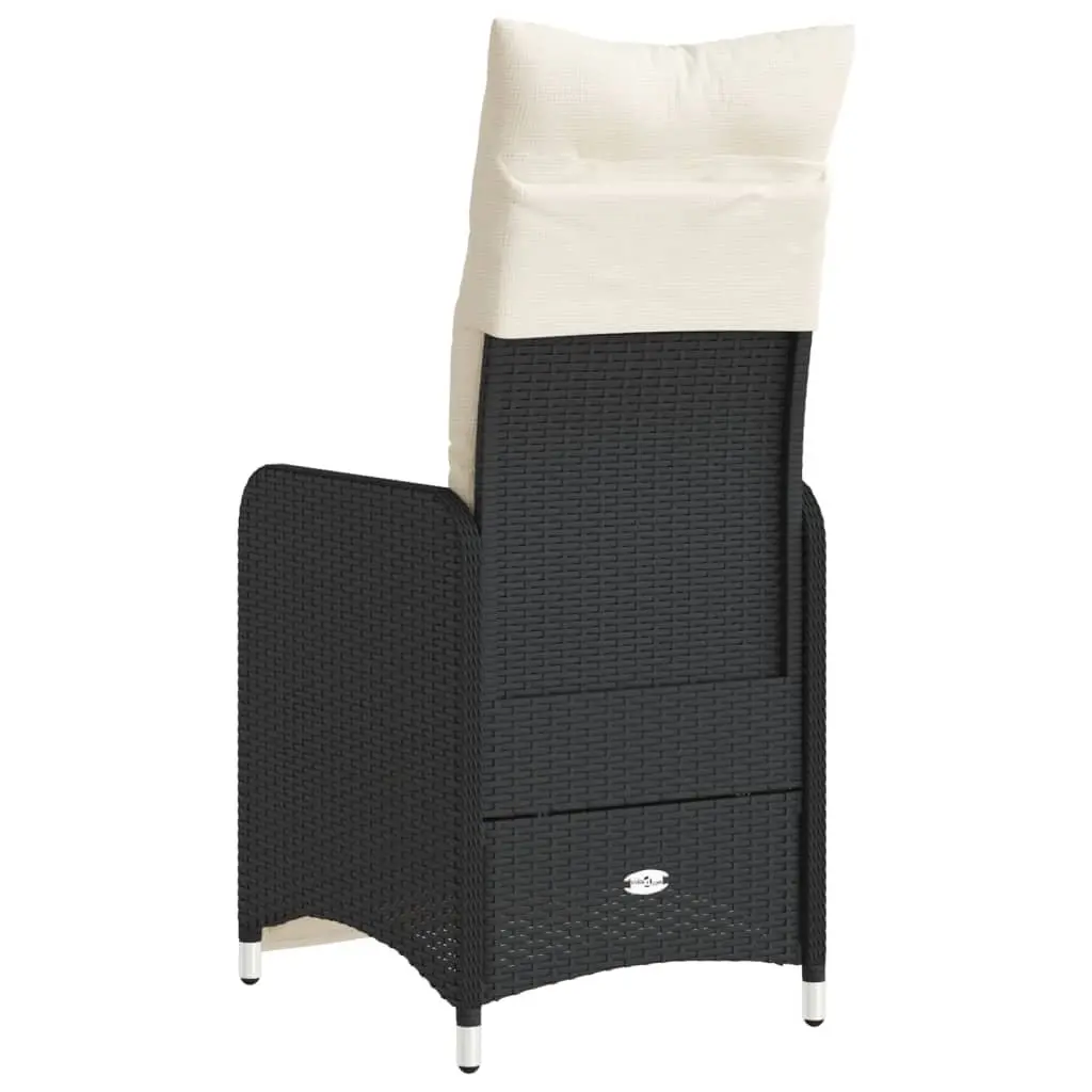 Adjustable Garden Chair with Cushions Black Outdoor Reclining Footrest and Backrest