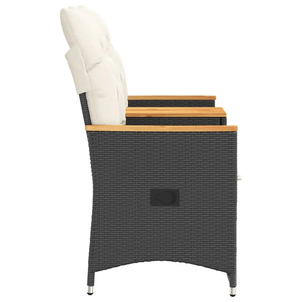 Reclining Garden Sofa 2-Seater with Central Table Adjustable Backrest Black Poly Rattan Outdoor