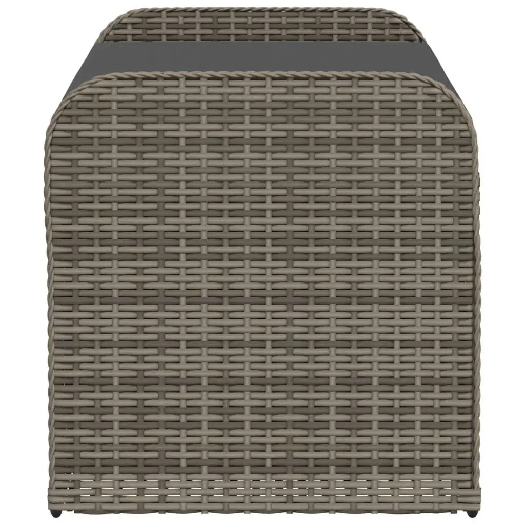 Outdoor Storage Bench with Cushion Grey Poly Rattan Garden Seat 115x51x52cm