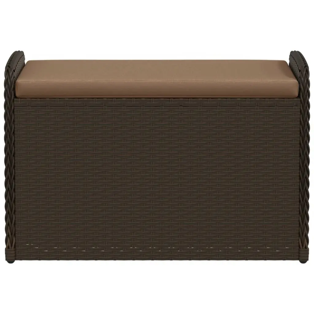 Outdoor Storage Bench 80 x 51 x 52 cm PE Poly Rattan with Cushion and Water-Resistant Storage Compartment