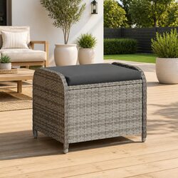 Grey Outdoor Stool with Cushion for Relaxation