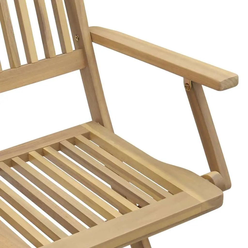 Folding Outdoor Chairs 4 Piece Brown Solid Wood Garden Patio Seating Armrest
