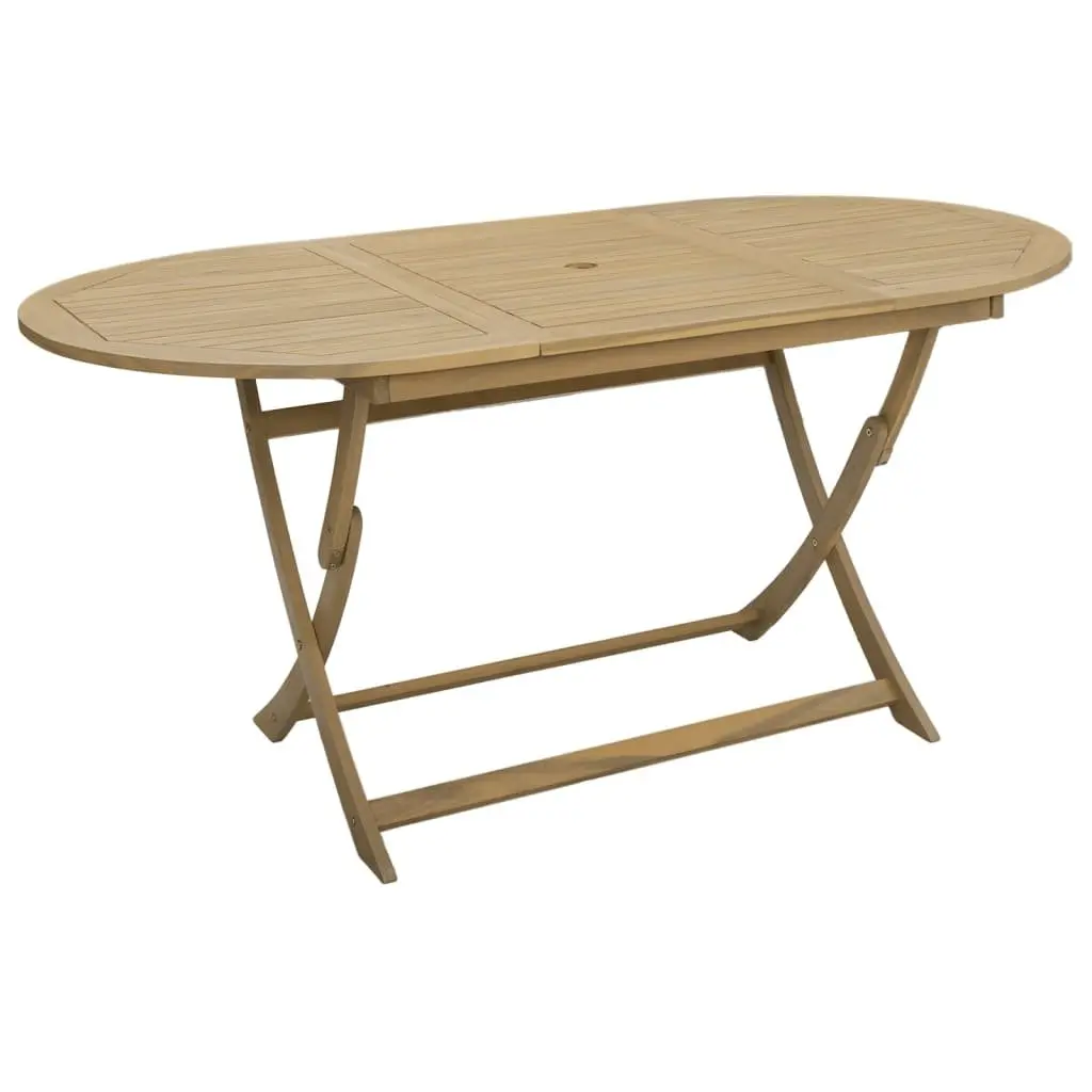 Folding Garden Table 160x85 cm Solid Acacia Wood Brown Outdoor Dining Furniture