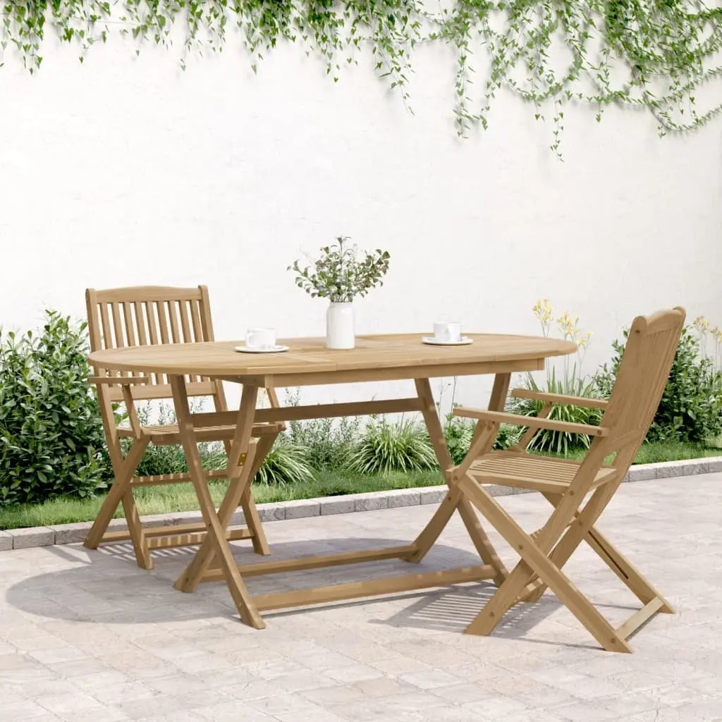 Folding Garden Table 160x85 cm Solid Acacia Wood Brown Outdoor Dining Furniture