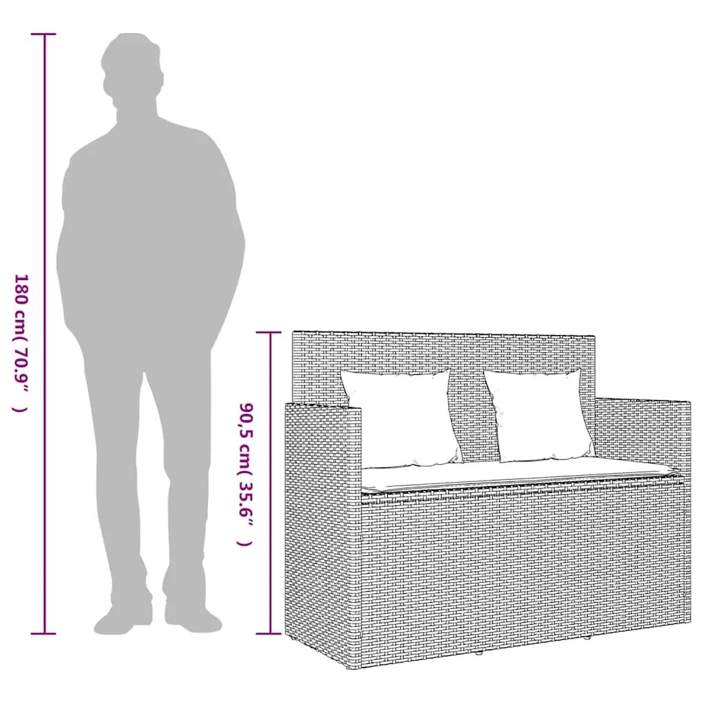 Outdoor Garden Bench with Storage Cushion Seat Poly Rattan Patio Furniture Black