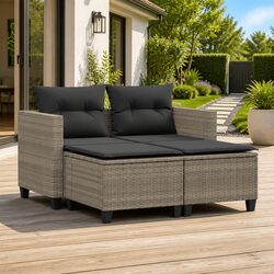 Stylish Grey 2-Seater Garden Sofa Set with Stools