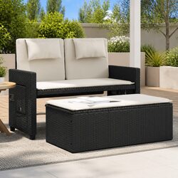 Elegant 2-in-1 Garden Bench Loveseat Sofa Bed - Black