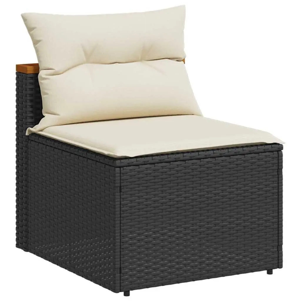 Outdoor Garden Sofas 2 Pieces Armless Modular Seating with Cushions Black Rattan