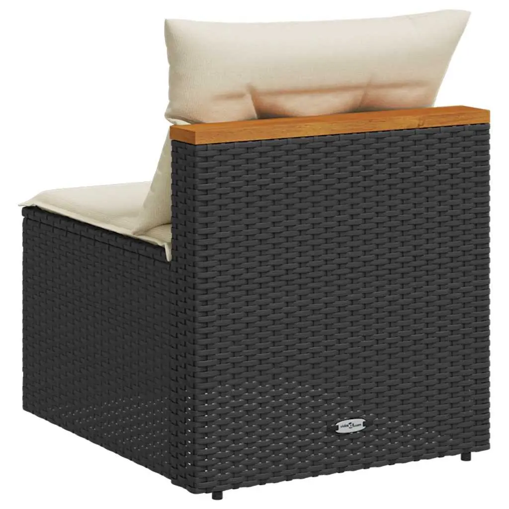 Outdoor Garden Sofas 2 Pieces Armless Modular Seating with Cushions Black Rattan