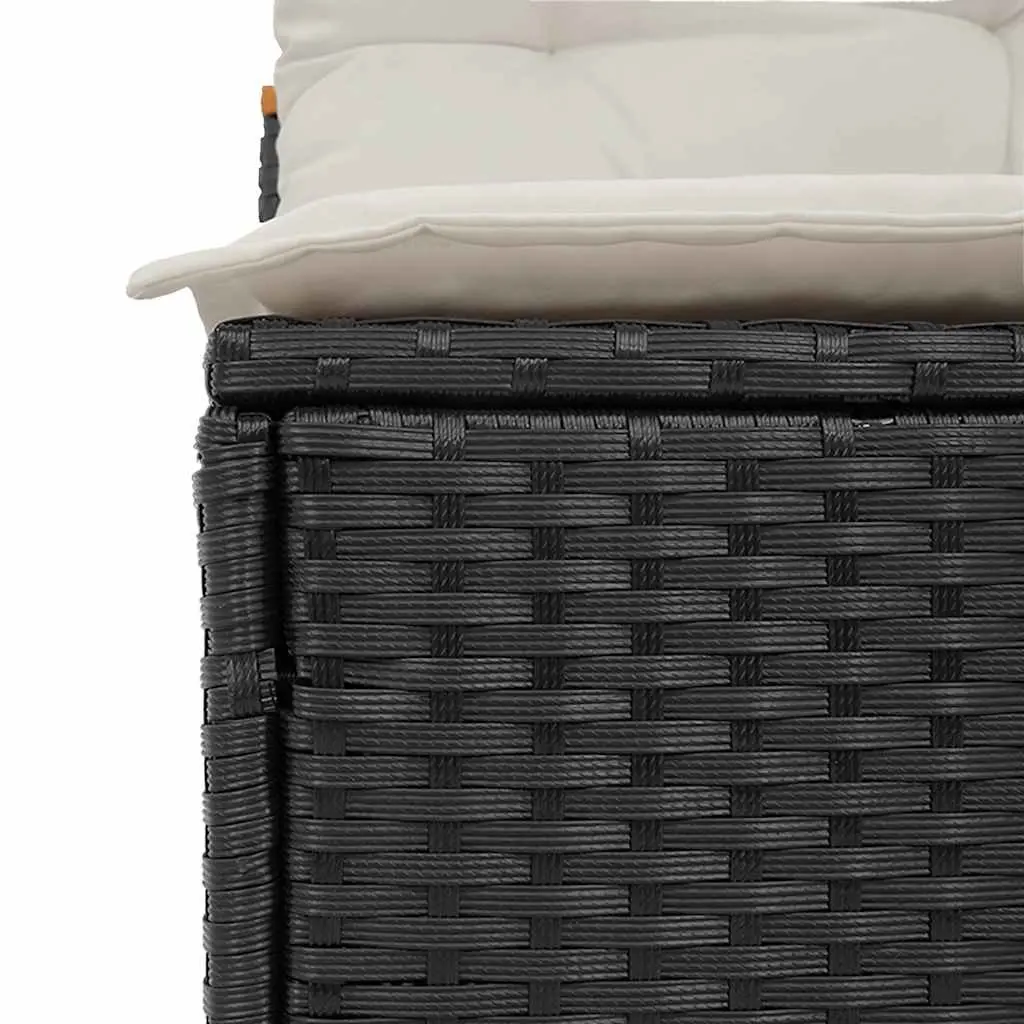Outdoor Garden Sofas 2 Pieces Armless Modular Seating with Cushions Black Rattan