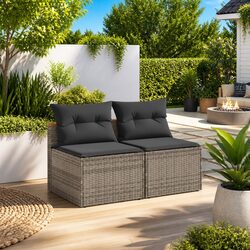 Enhance Your Outdoor Space with Grey Armless Garden Sofas 2 Piece Set