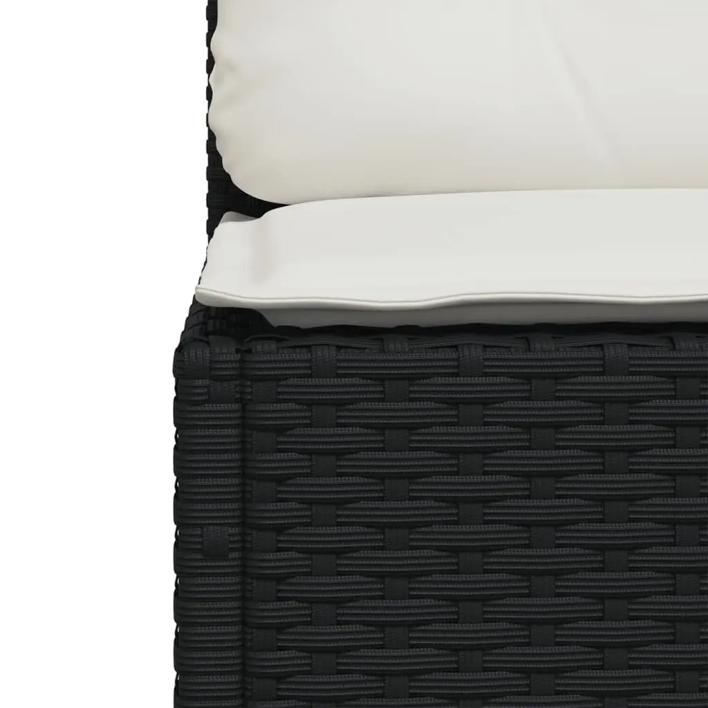 Outdoor Garden Sofa Armless Black PE Rattan with Cushions