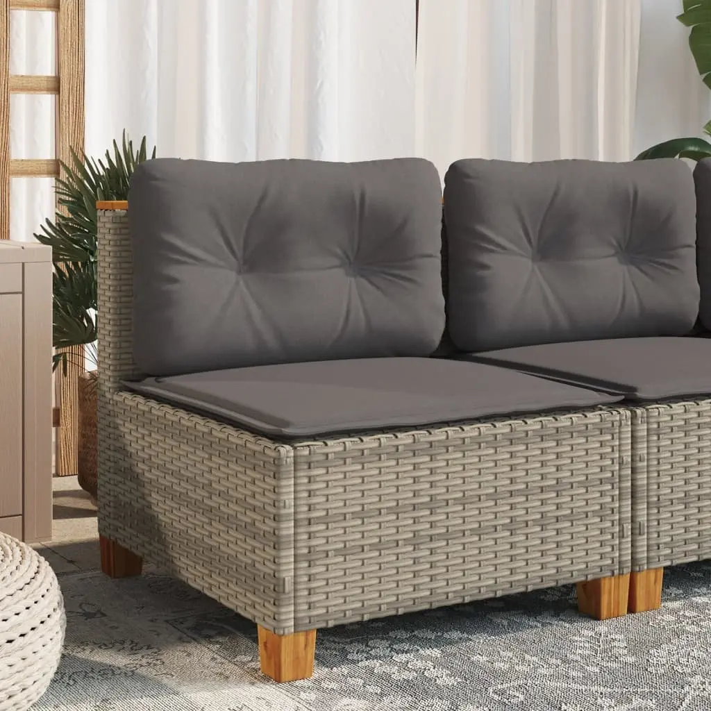 Armless Outdoor Garden Sofa Grey Modular Lounge PE Rattan with Cushions