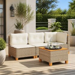 Stylish Beige Patio Table for Dining and Relaxing